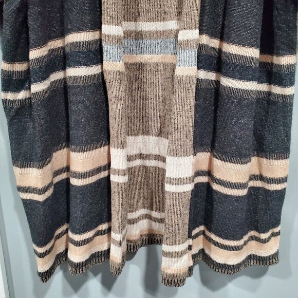 Vince Brown Stripe Wool Cashmere Open Front Cardigan Sweater Short-Sleeved XS/S - Picture 3 of 15
